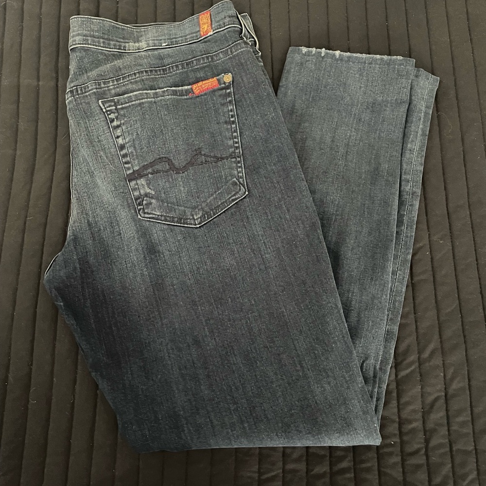 7 For All Mankind Josefina Skinny Boyfriend Jeans - Dark Blue - Picture 2 of 7